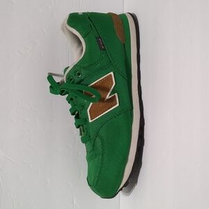 New Balance 574 boys size 5 Green Nylon Canvas Suede Athletic Sneakers Shoes.